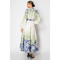 Long Puff Sleeve Floral Print Maxi Dress