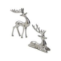 Hammered Silver Reindeer Figurines Set of 2