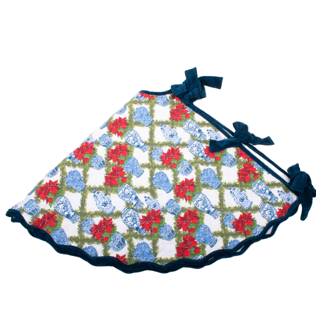 Poinsettias Quilted Tree Skirt