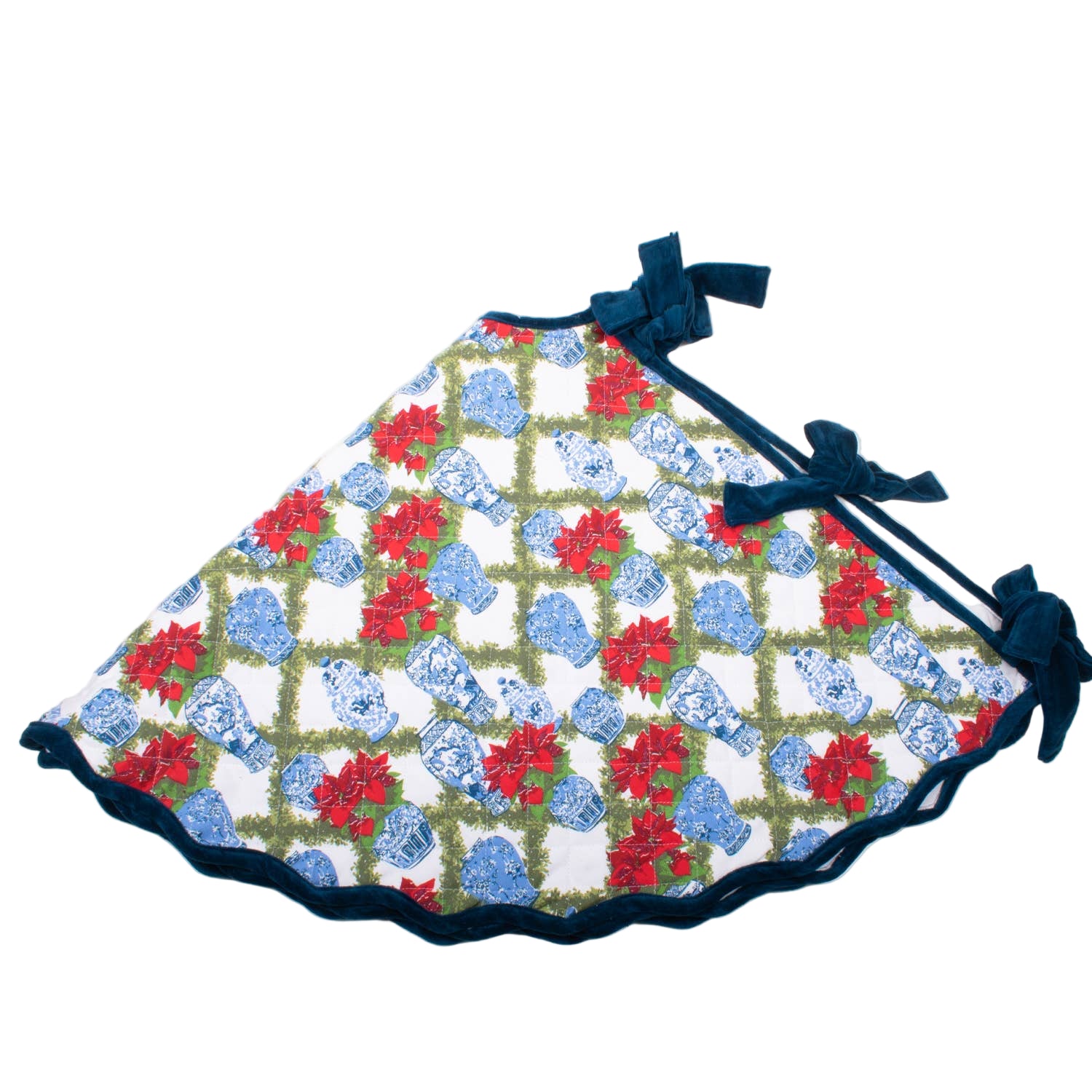 Poinsettias Quilted Tree Skirt