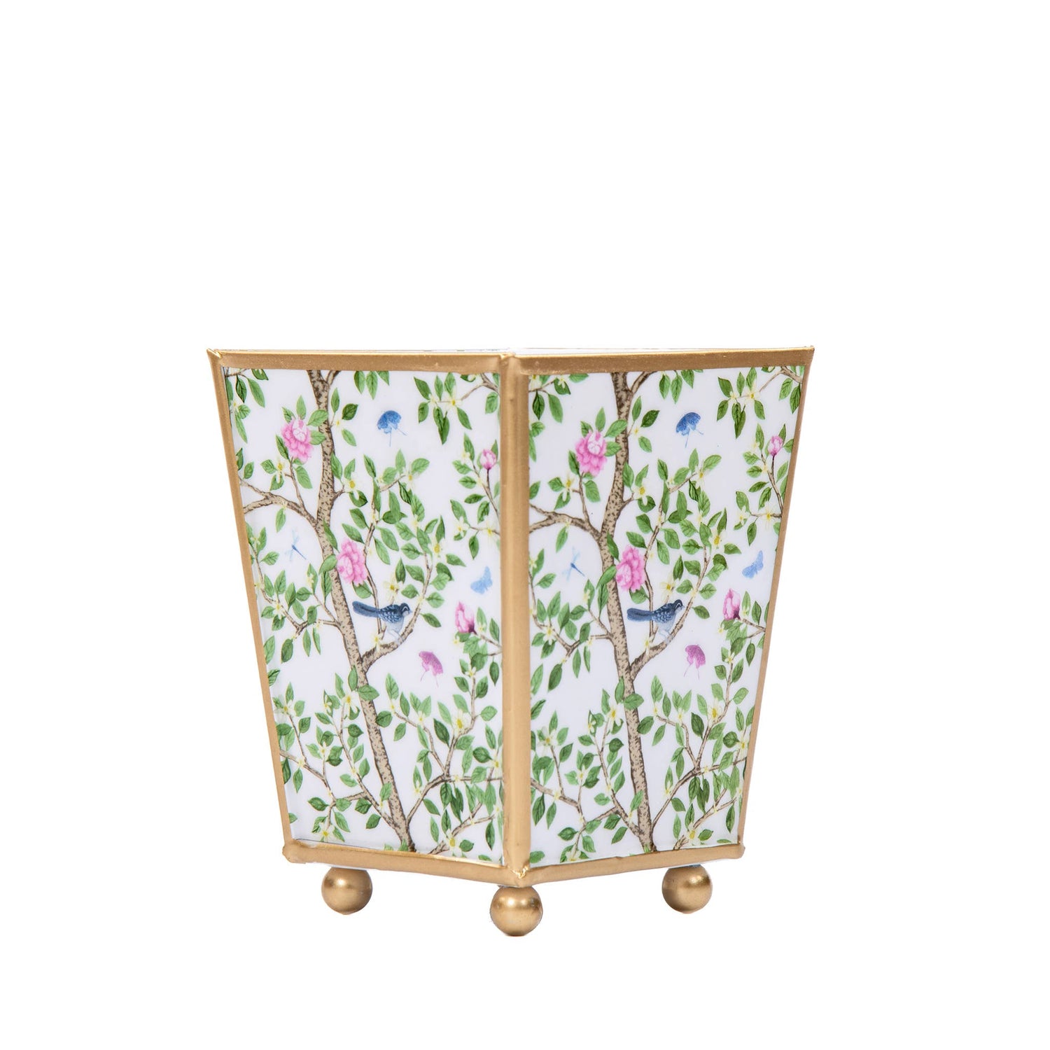 Elsie's Garden Enameled Square Cachepot Planter - 4"