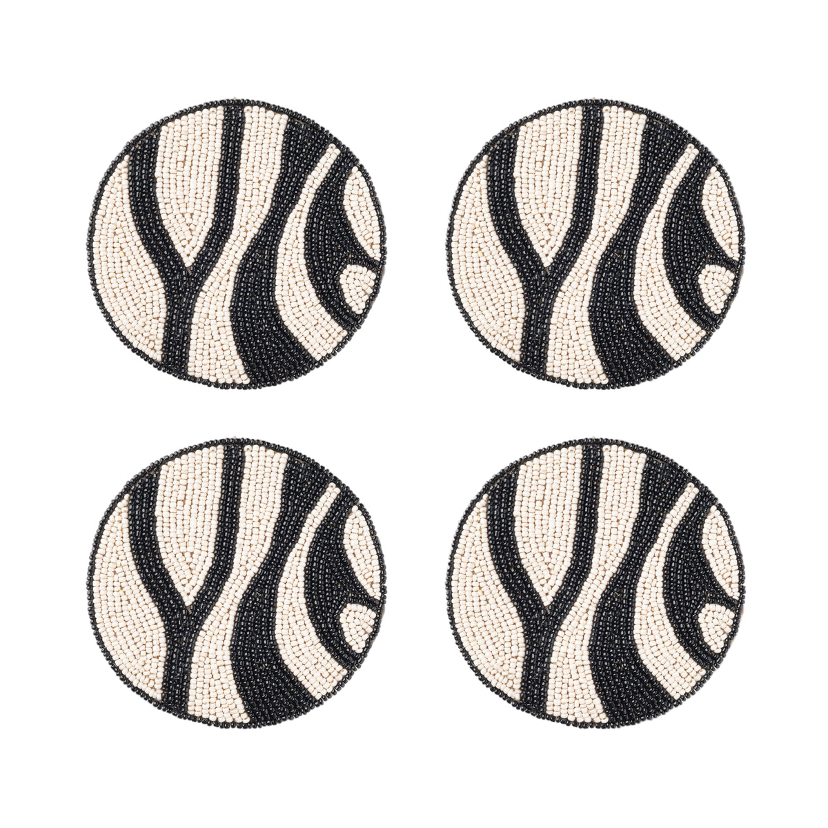 Zebra Coasters – Black (Set of 4)