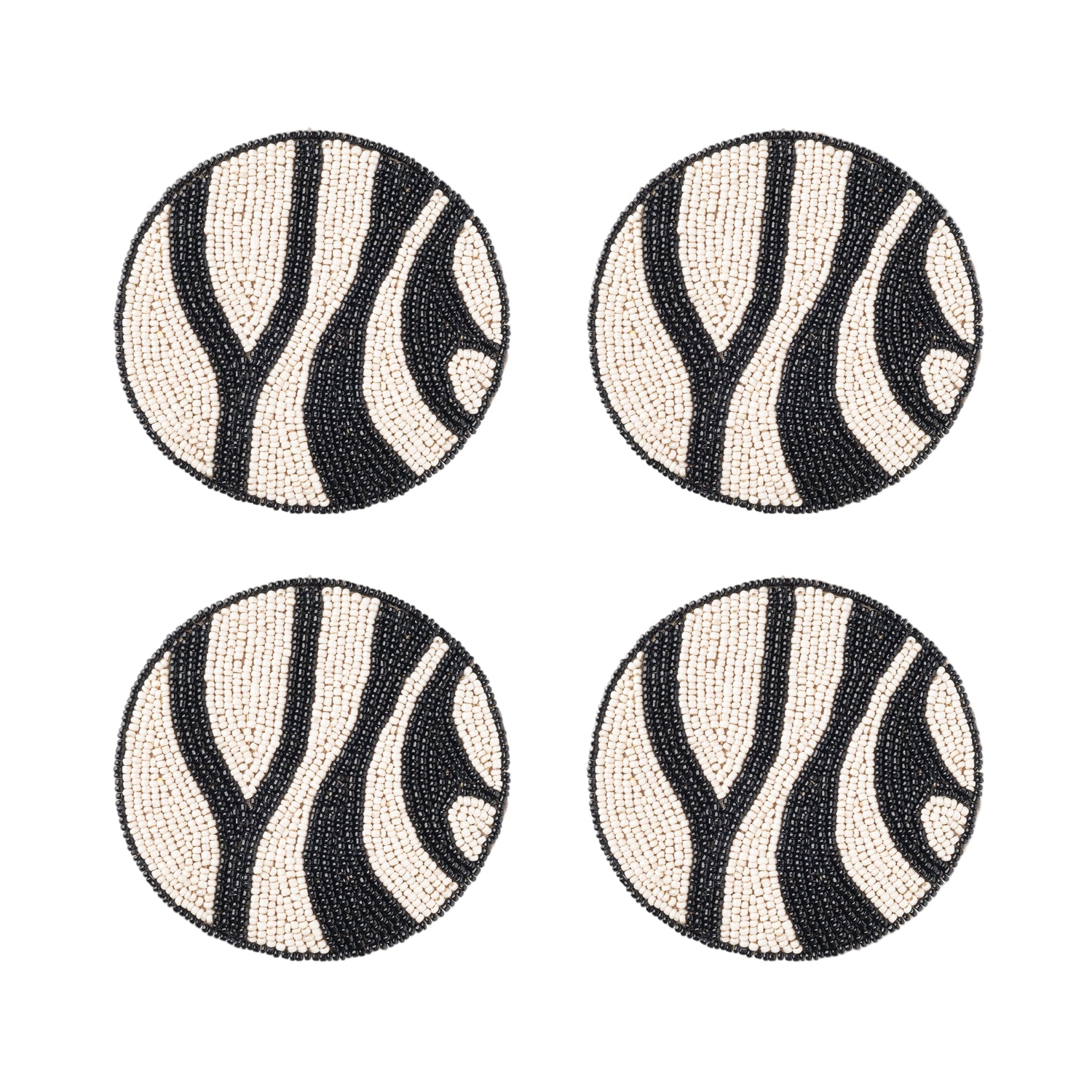 Zebra Coasters – Black (Set of 4)
