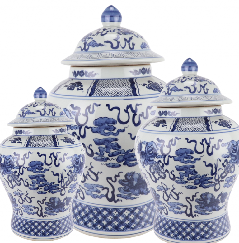 Blue and White Temple Jar (3 sizes)