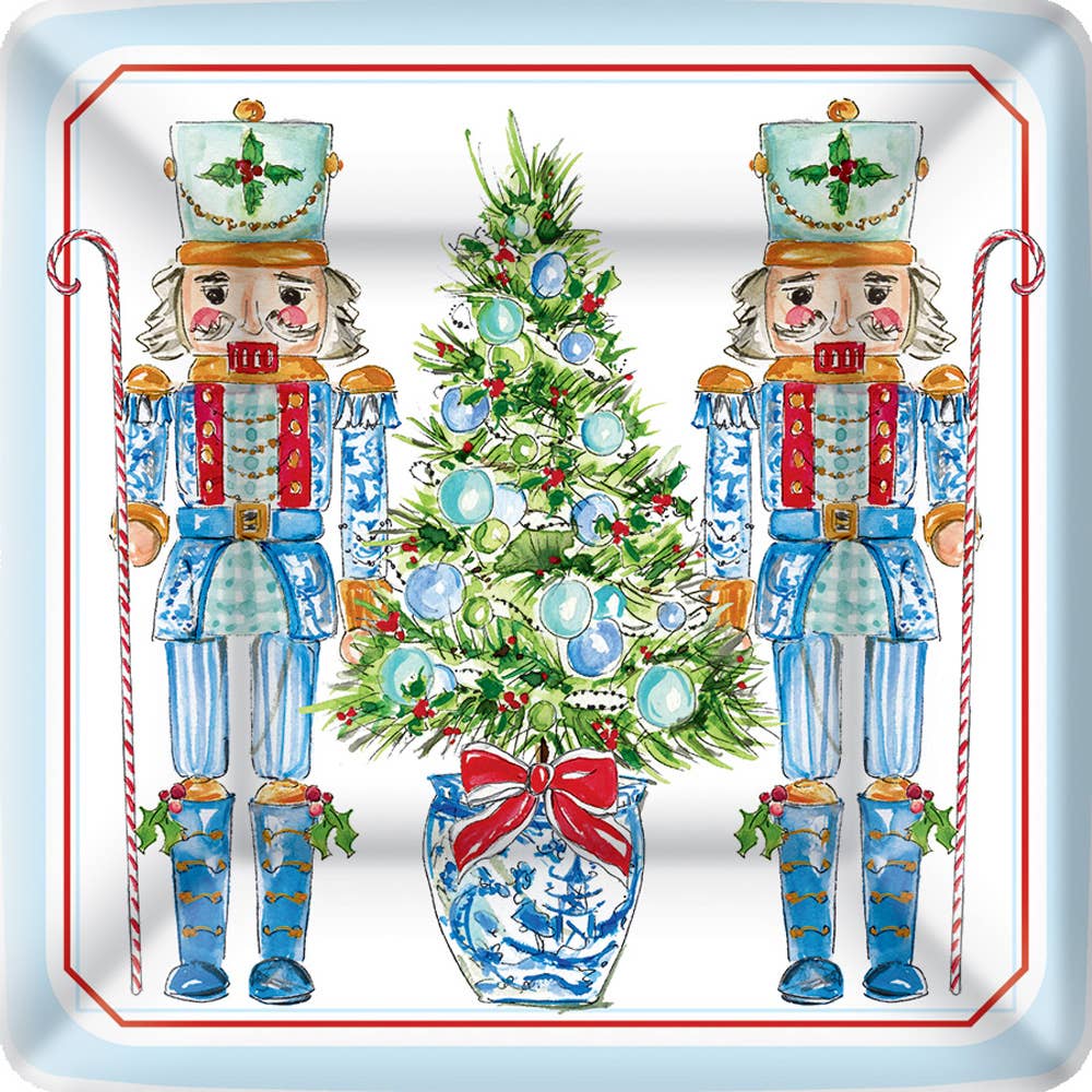 Blue Nutcracker Dessert Plates — Set of 8