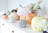 Layered Leaves Pumpkin Jars with 22K Gold Accents in Blush (Various Sizes)