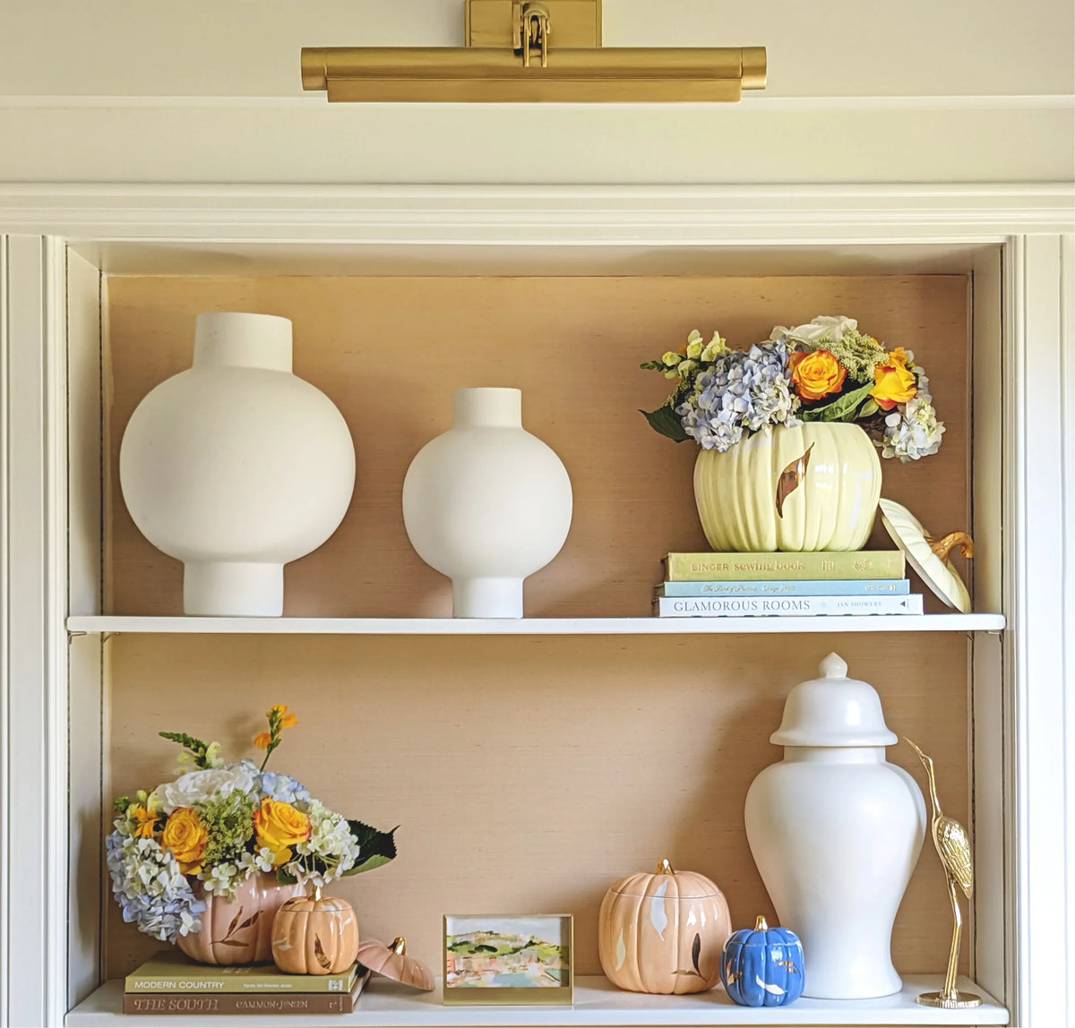 Layered Leaves Pumpkin Jars with 22K Gold Accents in Blush (Various Sizes)