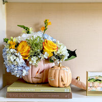 Layered Leaves Pumpkin Jars with 22K Gold Accents in Blush (Various Sizes)