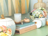 Scalloped Pumpkin Jars with 22K Gold Accents in Light Blue (Various Sizes)
