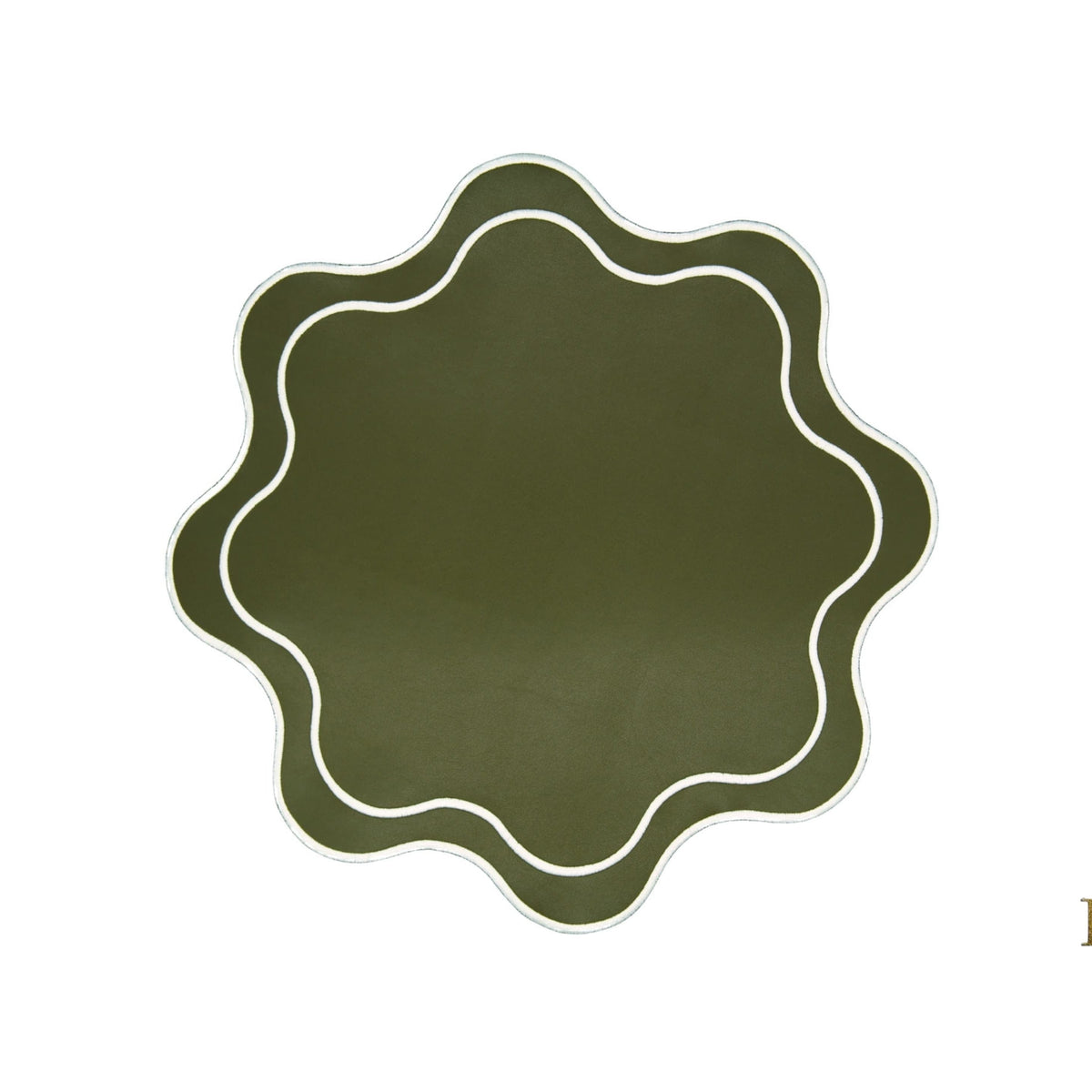 Haven Dark Green Wavy Edge Faux Leather Placemat
