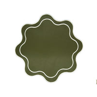 Haven Dark Green Wavy Edge Faux Leather Placemat