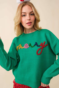 Red “Merry” Letter Christmas Sweater