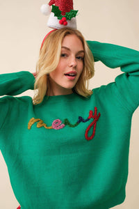 Red “Merry” Letter Christmas Sweater