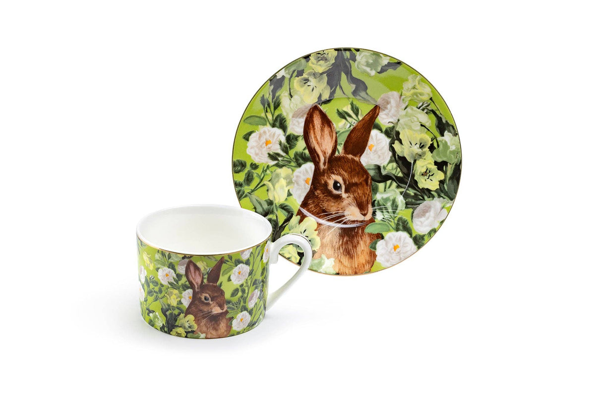 Bunny in Bloom Porcelain Tea Set – Teapot with 4 Cups & Saucers