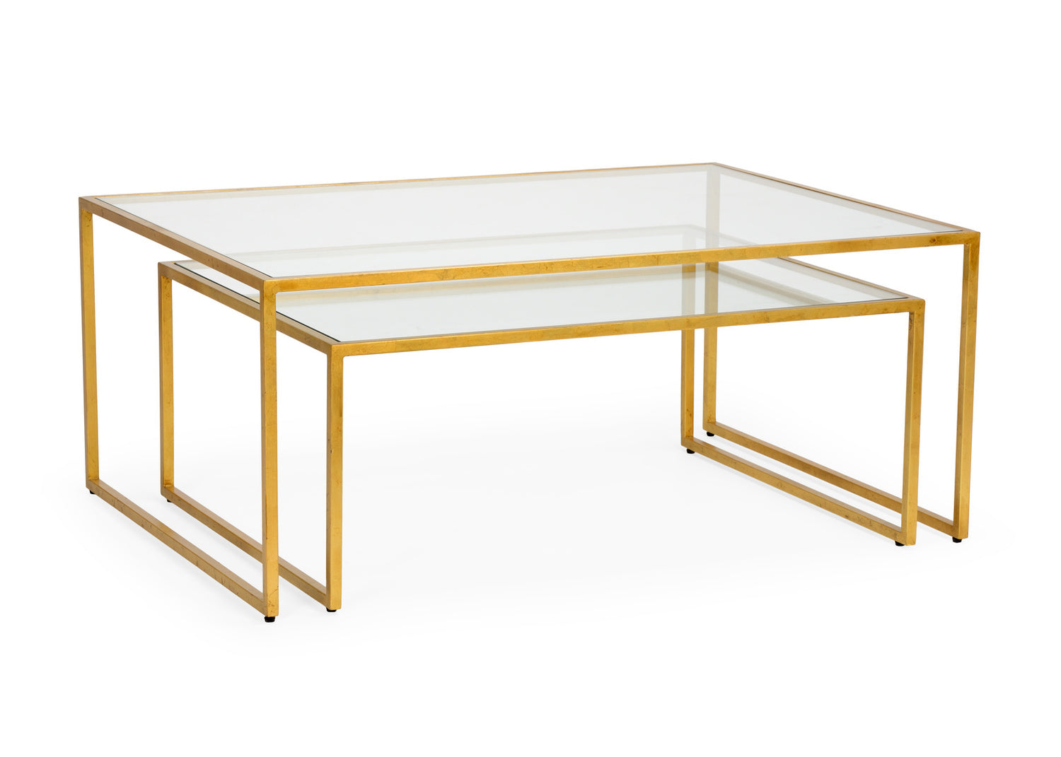 Nested Cocktail Tables (Set of 2) – Gold Leaf Finish with Tempered Glass Tops