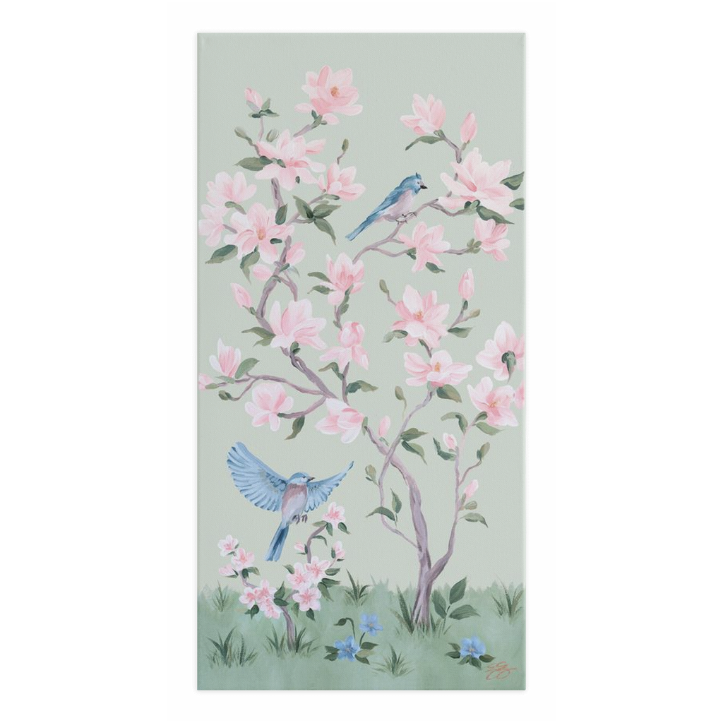 May – Green Chinoiserie Canvas Wrap (Various Sizes)