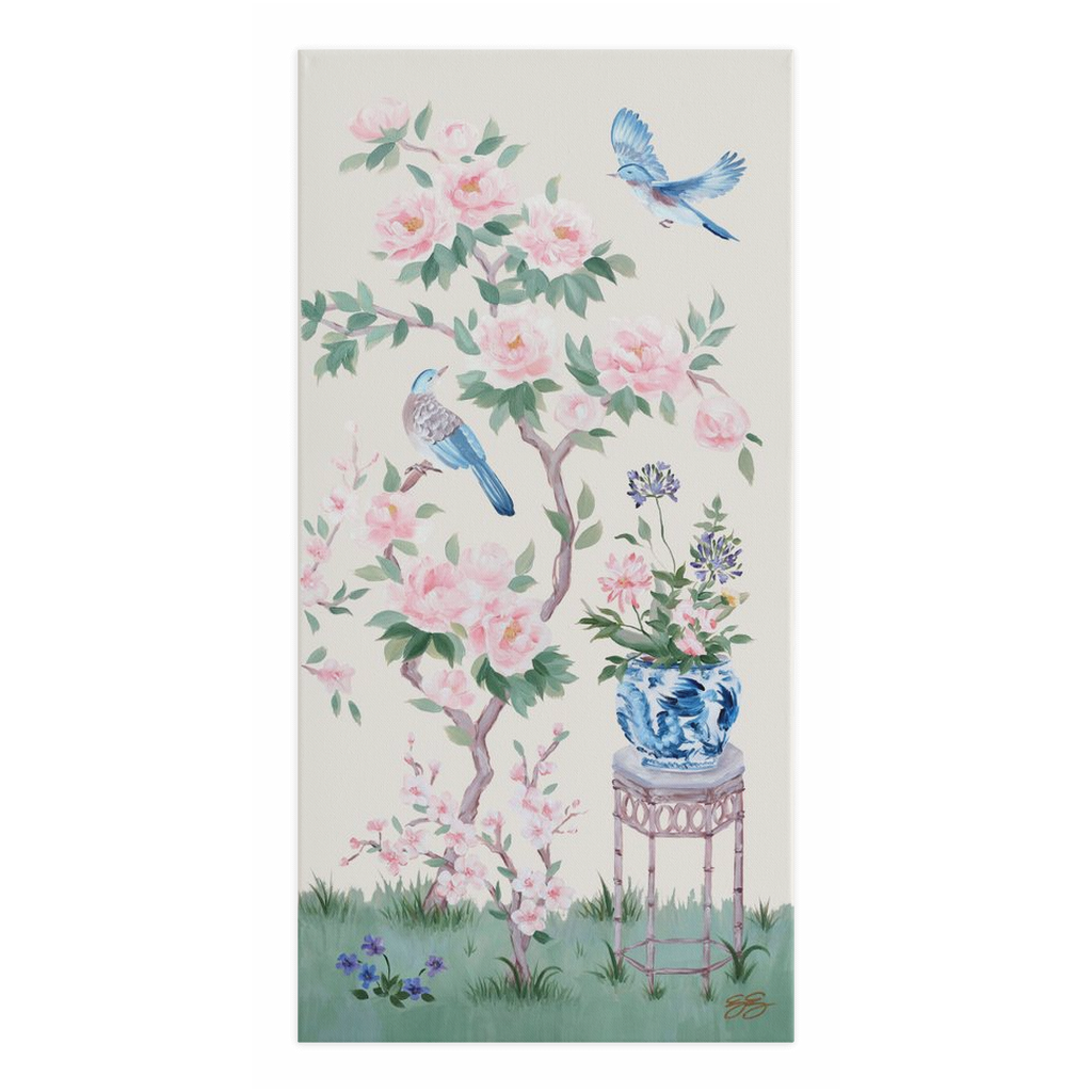 June – Ivory Chinoiserie Canvas Wrap (Various Sizes)