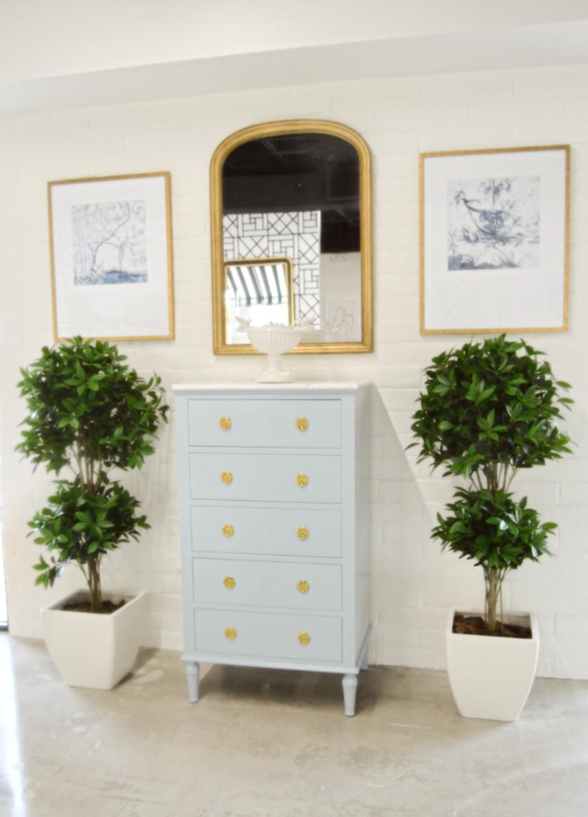 Faux Bay Leaf Topiary in a White Square Tapered Container