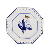 Lily of the Valley and Butterfly Blue and White Salad Plate