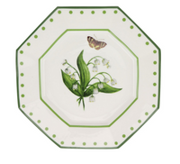 Lily of the Valley and Butterfly Green and White Salad Plate