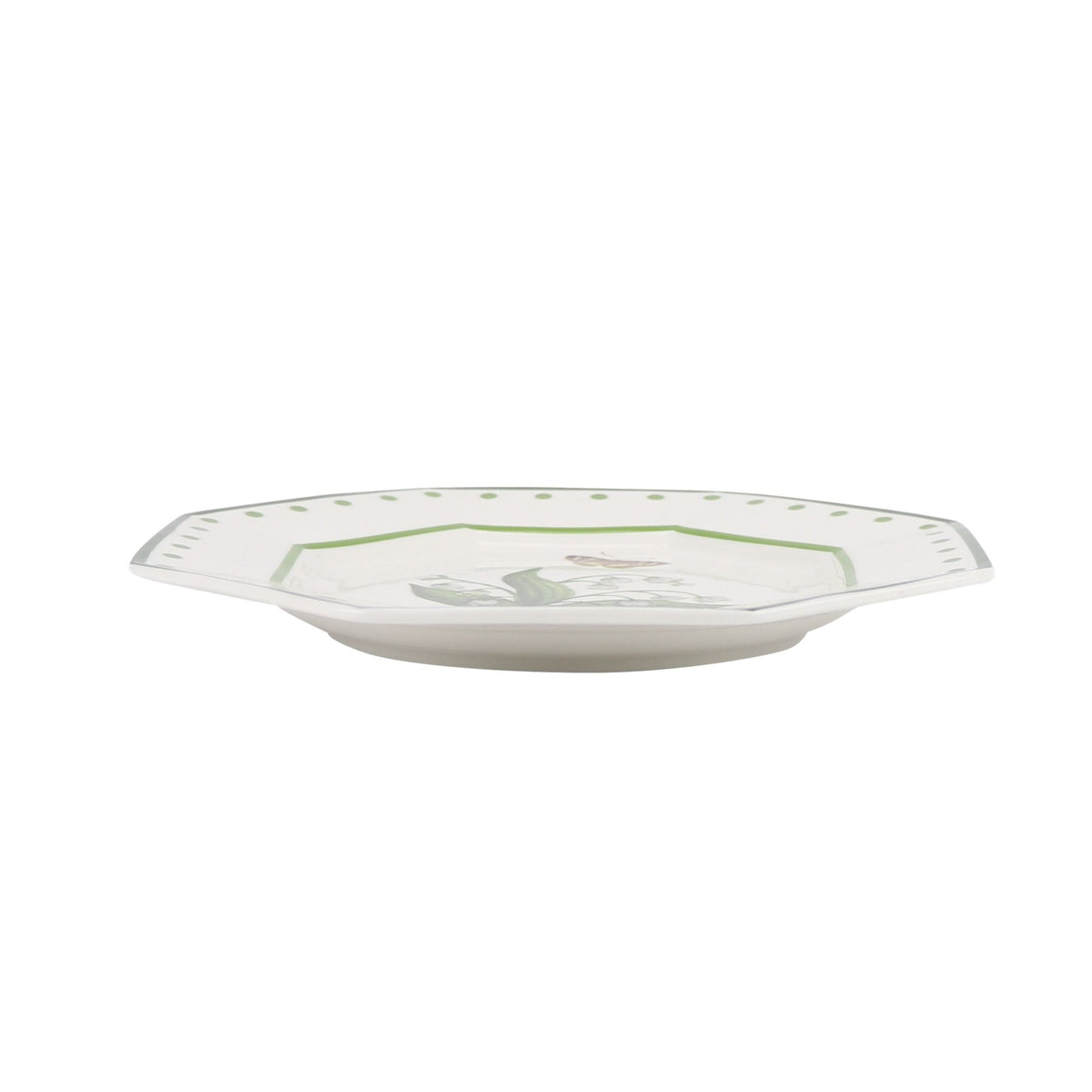 Lily of the Valley and Butterfly Green and White Salad Plate