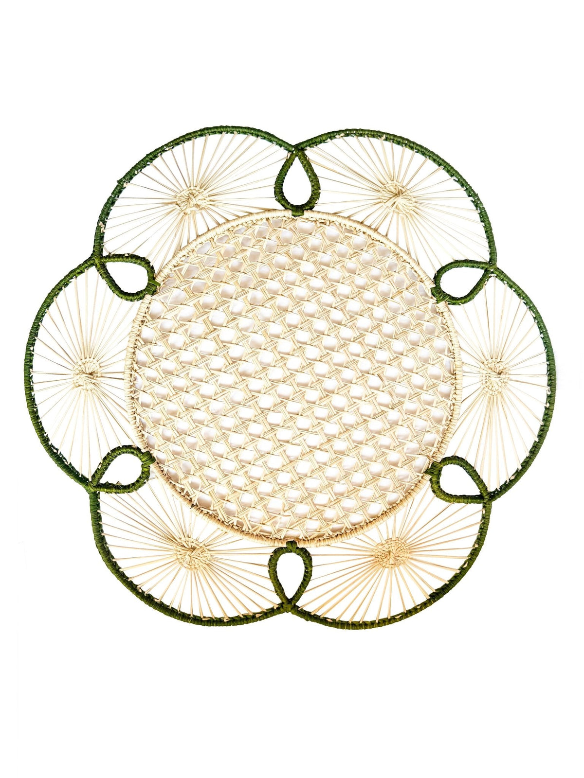 Handwoven Flora Iraca Charger in Green (2 Colors)