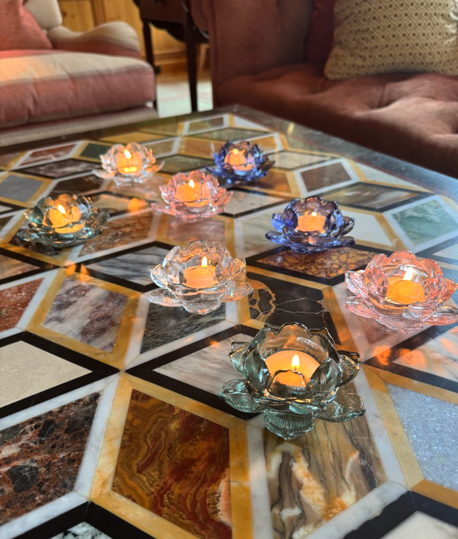 Floral Glass Candle Holder, Clear