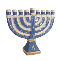Shimmering Stars Menorah with 22K Gold Accents and Optional Monogram (Various Colors)