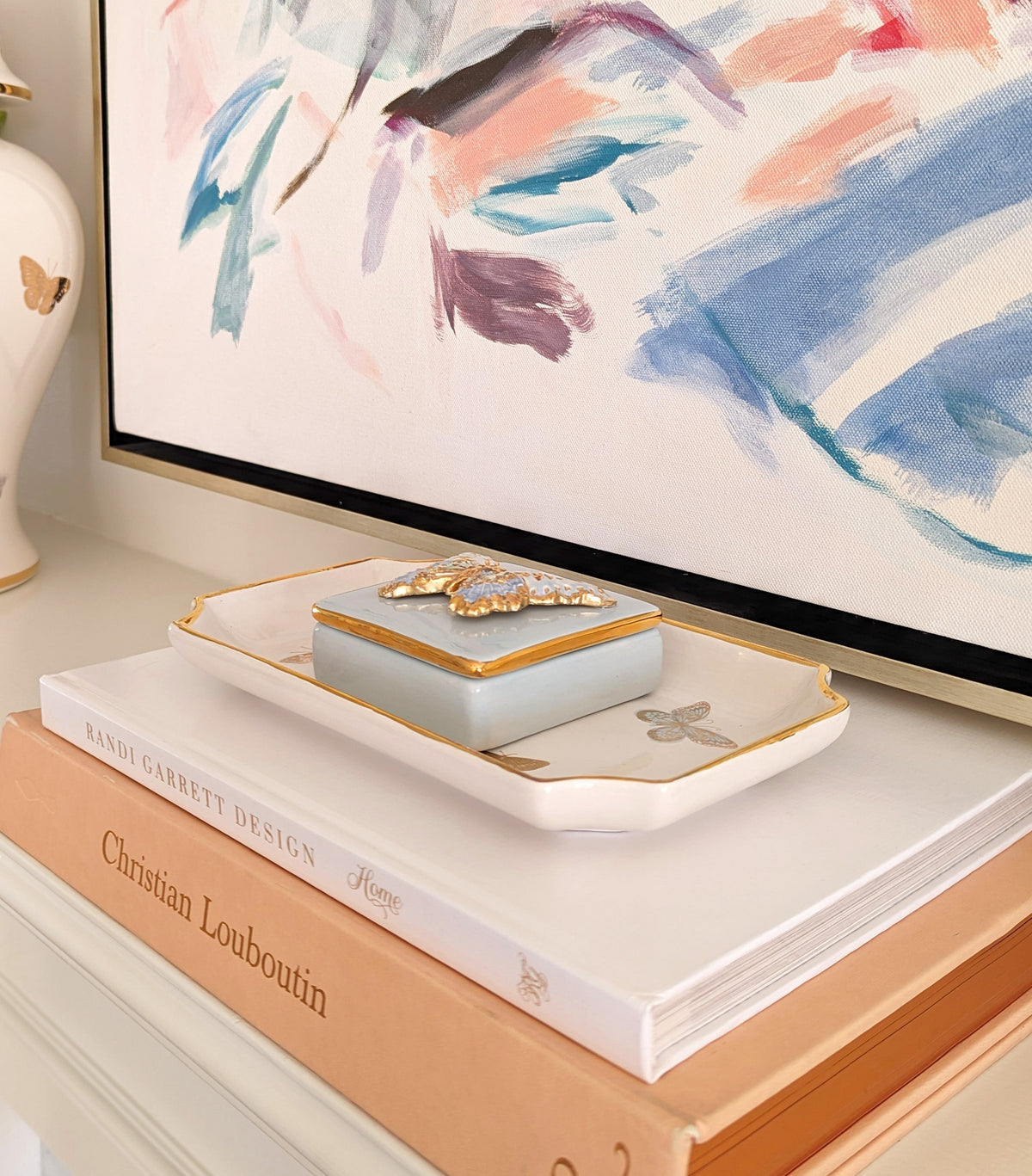 Gilded Butterflies Trays with 22K Gold Accent (Various Sizes)