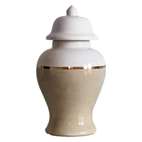 Sand Color Block Ginger Jar with Gold Accent (Various Sizes)
