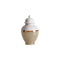 Sand Color Block Ginger Jar with Gold Accent (Various Sizes)