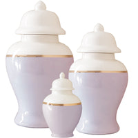 Light Lavender Color Block Ginger Jar with Gold Accent (Various Sizes)