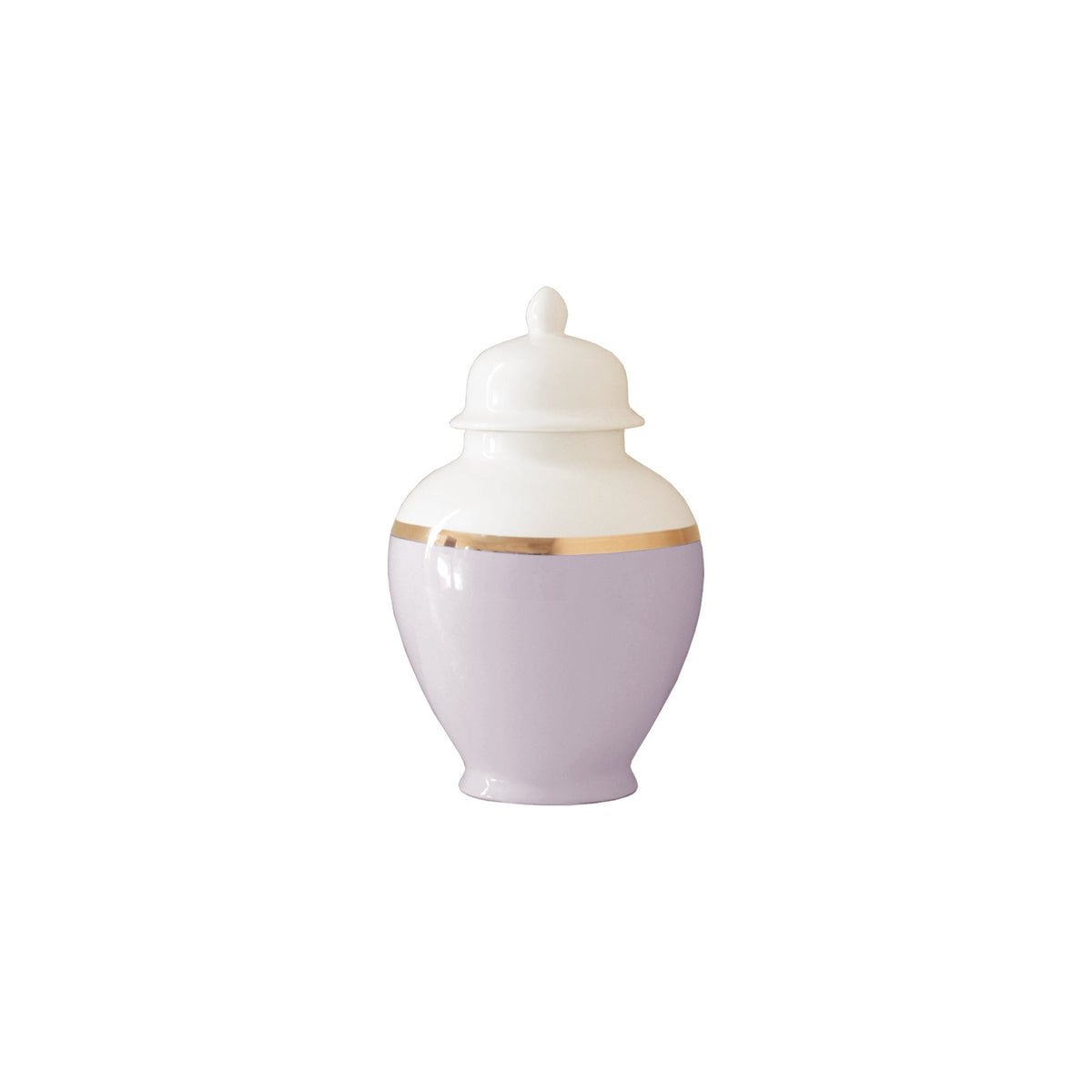 Light Lavender Color Block Ginger Jar with Gold Accent (Various Sizes)