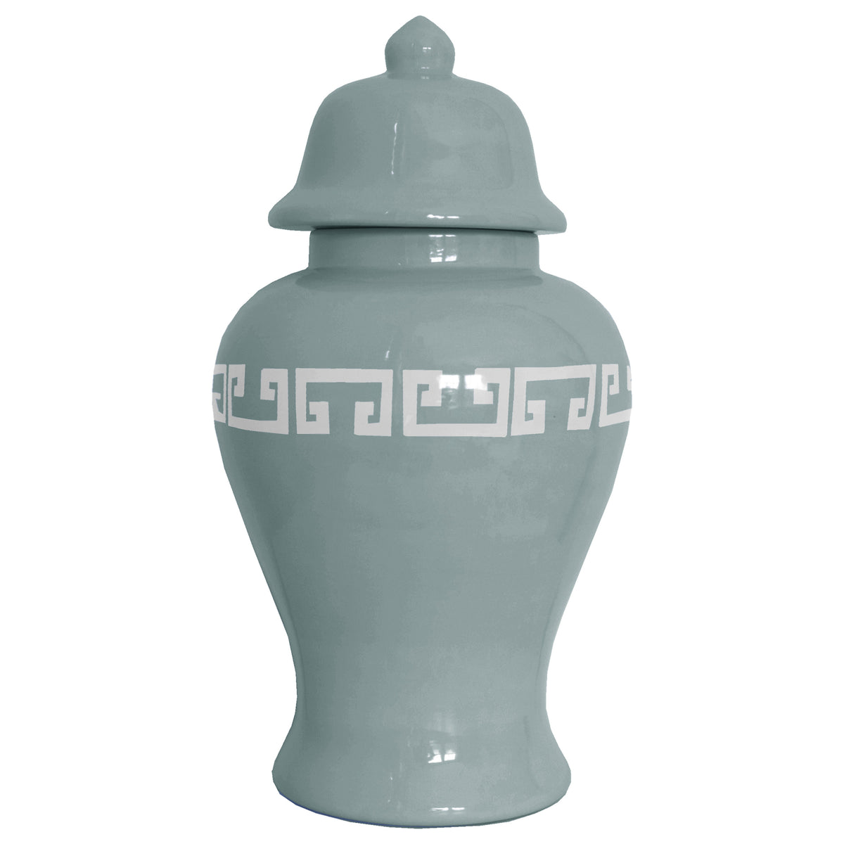 Lamb's Ear Blue Greek Key Ginger Jars (Various Sizes)