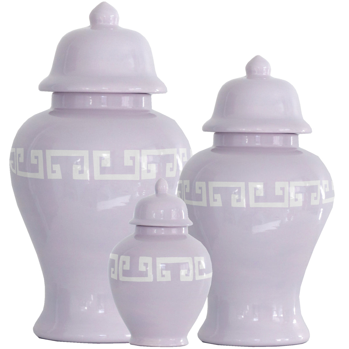 Light Lavender Greek Key Ginger Jars (Various Sizes)