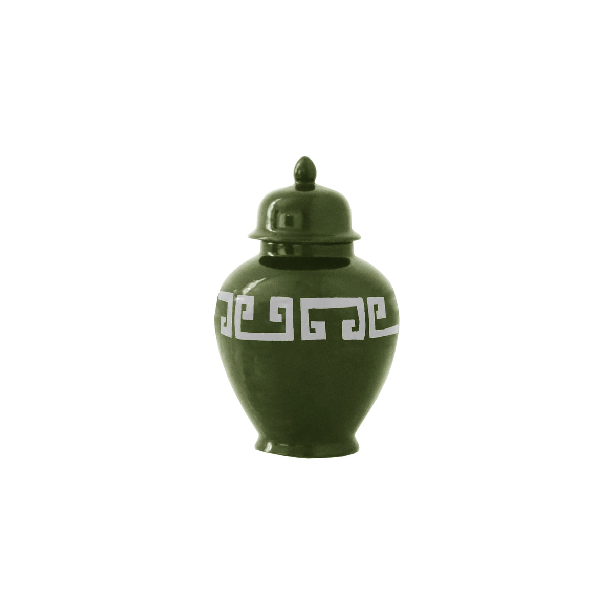 Moss Green Greek Key Ginger Jars (Various Sizes)
