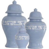 Serenity Blue Greek Key Ginger Jars (Various Sizes)