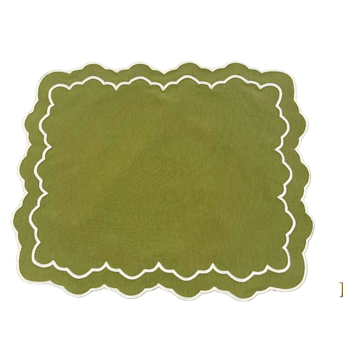Green Rectangle Scalloped Placemat