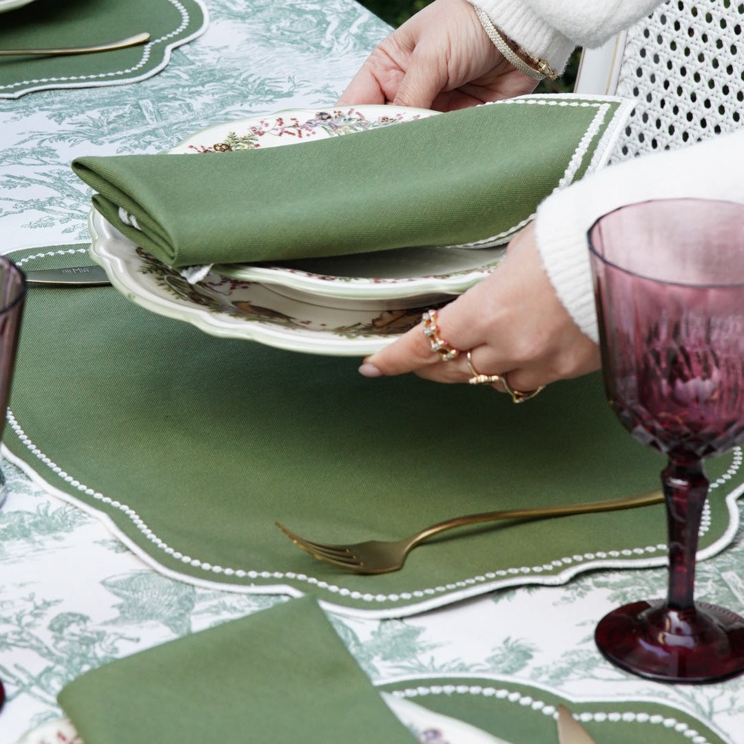 Mireli Green Rectangle Fabric Placemat & Napkin Set