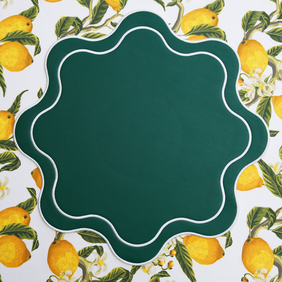 Haven Green Wavy Edge Faux Leather Placemat