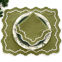 Elara Green Rectangle Fabric Placemat & Napkin Set