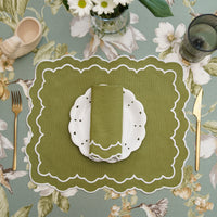 Elara Green Rectangle Fabric Placemat & Napkin Set