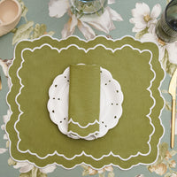 Elara Green Rectangle Fabric Placemat & Napkin Set