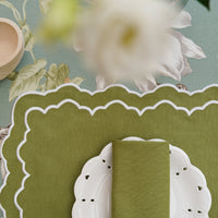 Elara Green Rectangle Fabric Placemat & Napkin Set