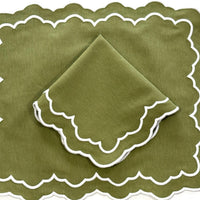 Elara Green Rectangle Fabric Placemat & Napkin Set