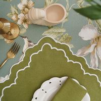 Elara Green Rectangle Fabric Placemat & Napkin Set