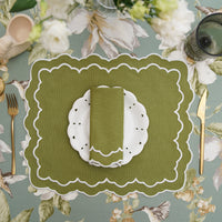 Elara Green Rectangle Fabric Placemat & Napkin Set