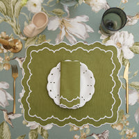 Elara Green Rectangle Fabric Placemat & Napkin Set