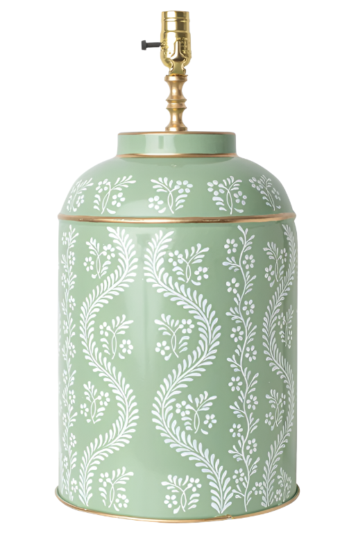 Ikat Green & White Tea Caddy Lamp
