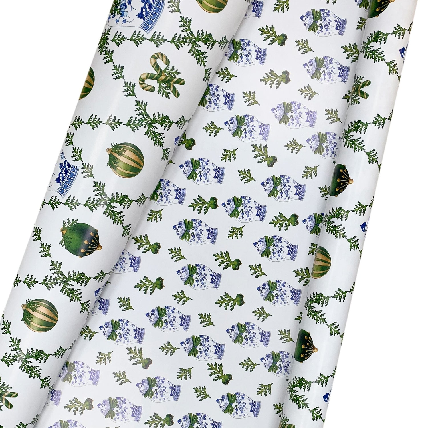 Reversible Green Holiday Cheer Wrapping Paper